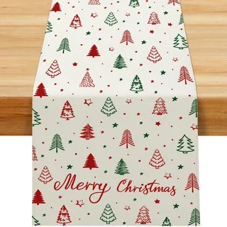 Viosmut Tischläufer Weihnachten 40x180 cm, Neuartiger Weihnachtsbaum Weihnachtstischläufer Modern Weihnachts Tischdeko, Winter Weihnachts Tischläufer Stern für Weihnachtsdeko Innen Tisch Küche Freien