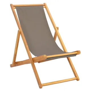 vidaXL Liegestuhl Taupe Massivholz Teak - Taupe