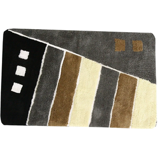 Badematte KINZLER "Gembloux, Badvorleger, Badezimmer Teppich" Gr. 4, schwarz (anthrazit, braun), H:20mm, Polyester, Badematten, Badematte, Badteppich, modernes Design, als rechteckig & rund erhältlich
