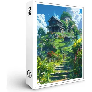 raxxa Premium-Puzzle "Pfad zum Hügeldorf - Anime Stil", 1000 Teile