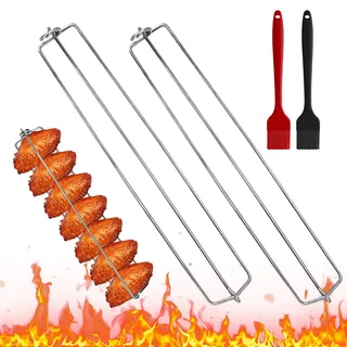 2 Stück Edelstahl Hähnchenschenkel Halter für Grill - Spareribs Halter - Grill Rippchenhalter - Grillgabel - Grillspieße - Schaschlikspieße - Picknick - Camping