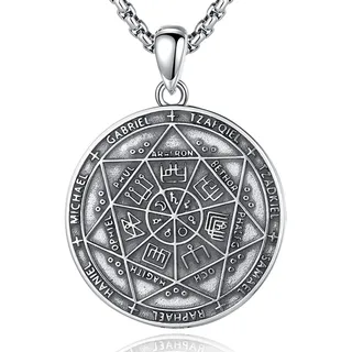 CELESTIA Religiöser Siegel der 7 Erzengel Michael Raphael Anhänger Kette Amulett Silber 925 Halskette Herren Schmuck Glücksbringer Talisman Christliche Geschenke für Frauen Männer