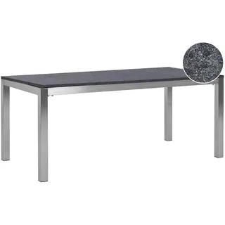 Beliani Gartentisch 180 x 90 x 76 cm Grau/Schwarz/Silber