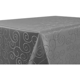 BEAUTEX Tischdecke Damast Ornamente - Bügelfreies Tischtuch - Fleckabweisende, Pflegeleichte Tischwäsche - Tafeltuch, Eckig 130x300 cm, Dunkelgrau