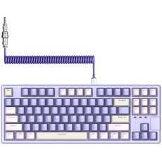 AK873PRO-XINMENG X87 75% Wired Gaming Tastatur, Custom Pre-Lubed Switch TKL 80% Gasket Mechanische Tastatur, Light Up Kompakt 87 Tasten PBT Keycap Anti-Ghosting, Spiral USB-C Kabel für PC/Mac – Lila