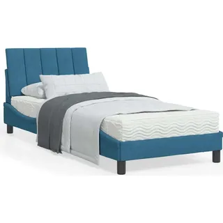 Eleganten-Stil Bettrahmen inkl. Lattenrost - Bett mit Matratze Blau 90x200 cm Samt - Klassische Betten CHY47860644 - Blau