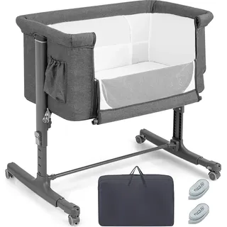 Costway 3 in 1 Beistellbett Grau 70 x 140 cm