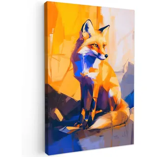 MuchoWow© Wandbilder Wohnzimmer Wanddeko Schlafzimmer Zimmerdeko - Abstrakt | 40x60 cm - Wandgemälde Zimmer Deko auf Wand Dekoration Wall Art Fuchs - Orange - Formen
