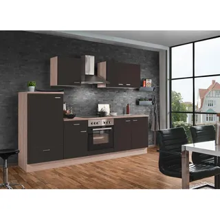 Menke Küchenzeile Classic 270 cm Lava Melamin-Sonoma Eiche Nachbildung