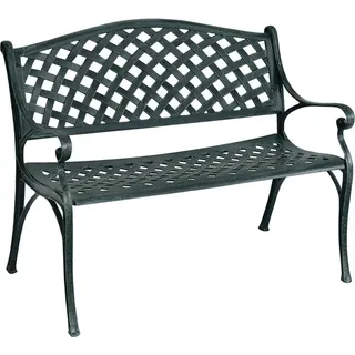 Gartenbank Aluminium-Sitzbank mit Armlehnen Sitzbank 103 x 55 x 82 cm Antikes Grün