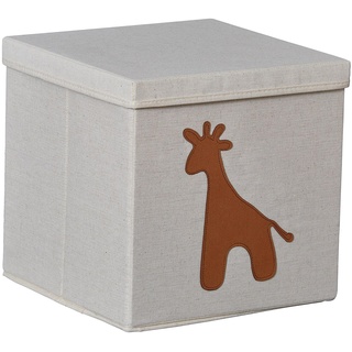 LOVE IT STORE IT Premium Aufbewahrungsbox mit Deckel - Quadratisch, Extra Stabil, Beige mit Giraffe - 33x33x33 cm - Ideal für Regale und Spielzeug-Aufbewahrung