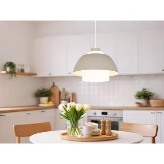 LED Pendelleuchte skandinavisch Beige mit Metall & Glasschirm 1-flammig Ø 30cm