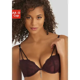 Push-up-BH LASCANA "BH mit Bügel, Spitzen-BH, als Dessous-Set kombinierbar", Damen, Gr. 90, Cup AA, rot (cherryrot), Microtouch, Obermaterial: 60% Polyamid, 35% Polyester, 5% Elasthan, BHs Push-up-BH, sexy Unterwäsche, sexy Dessous, Reizwäsche Damen