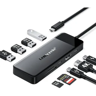 Lemorele USB C Hub -Docking Station 10 in 1, USB C Adapter mit 4K HDMI, 3 USB-A 3.0, 100W PD, Daten Port 3.0/2.0, SD/TF, Docking Station für MacBook Air/Pro,iPad, Windows,Switch,Chromecast