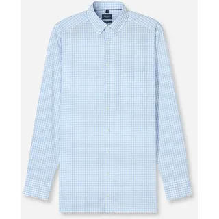 Langarmhemd OLYMP "Luxor", Herren, Gr. 41, N-Gr, bleu, Web, Obermaterial: 100% Baumwolle, normal, 2-Knopf-Manschette, Hemden Langarmhemd, Businesshemd, modern fit, Button-down-Kragen