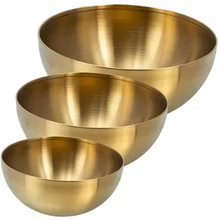 Garneck 3St Salatschüssel Rührschüssel Edelstahl Gold stainless steel mixing bowl edelstahlrührschüsseln Lebensmittelbehälter große Rührschüsseln aus Edelstahl Nudelschalen Suppenteller