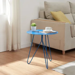 Beistelltisch 'Nopimi' Metall rund 45 x Ø43 cm Blau, matt - Blau