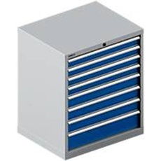 Schäfer Shop Select Schubladenschrank 36-27, 8 Schübe, bis 200 kg, B 717 x T 572  x H 850 mm, weißalu/enzianblau