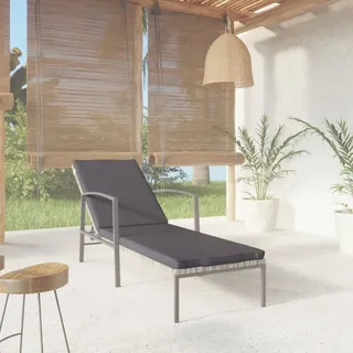 Sonnenliege mit Auflage Poly Rattan Grau , Gartenliegen Design 2024 - Braun