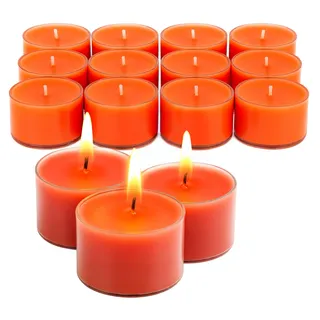 Candelo Duftteelichter Winterorange 12er Set – Sojawachs – 8 Stunden Brenndauer – Weihnachtsduftkerzen im Teelicht – Winterduft mit transparenten Hüllen – vegane Kerzen Deko Weihnachten