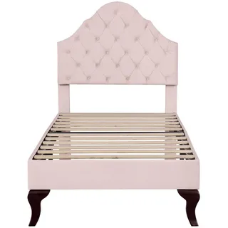 Flieks Polsterbett 90x200 Lattenrost Kopfteil Höhenverstellbar Samt Rosa , Pink , Textil , 90x200 cm , Schlafzimmer, Betten, Polsterbetten