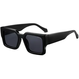 SHEEN KELLY Retro dicke rechteckige klobige Sonnenbrille Damen Herren trendige schmale quadratische schwarze Schildpatt-Rahmenmode der 90er Jahre Brille