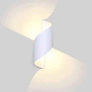 Lightess 12W LED Wandleuchte Weiß Innen Aussen Außenwandleuchte Wandlampe Modern Up Down Licht IP66 Designlampe Aluminium Beleuchtung für Treppenhuaus Wohnzimmer Schlafzimmer Flur Warmweiss