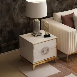 Design Nacht Tisch Konsole Beistell Tische Schlaf Zimmer Metall Luxus Konsolen - Weiß