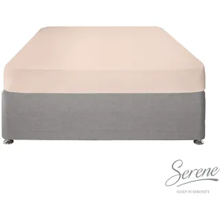 Serene Spannbettlaken, Blush Pink, Doppelgröße (190 x 140 x 32 cm), 32 cm tief, weiches Baumwollmischgewebe, elastische Ecken, waschbare Bettwäsche, Blush Bettwäsche für Schlafzimmer und Gästezimmer