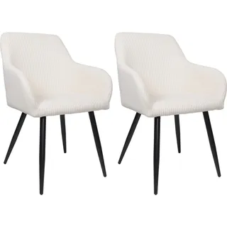 Albatros Esszimmerstuhl SILA – 2er Set Polsterstühle mit Armlehnen, Cord-Bezug | Küchen- & Esszimmerstühle für Küche, Wohnzimmer & Esszimmer | Beige - Beige