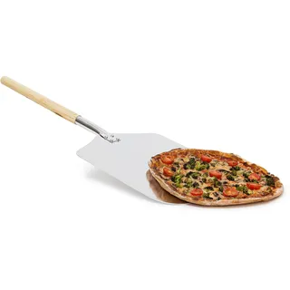 Relaxdays Pizzaschaufel 30,5 x 3 x 79 cm Aluminium/Holz Silber