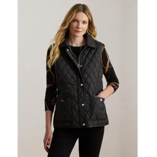 Lauren Ralph Lauren für Damen. 297980102001 Steppweste mit schwarzem Lederbesatz (XL), Lässig