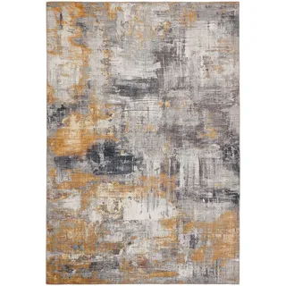 LUXOR LIVING -LUXOR- living Teppich Wohnzimmer Prima im Vintage Design - Wohnzimmerteppich Teppich Kurzflor Digitaldruck in zeitlosem Design Grau-gelb 80 x 200 cm