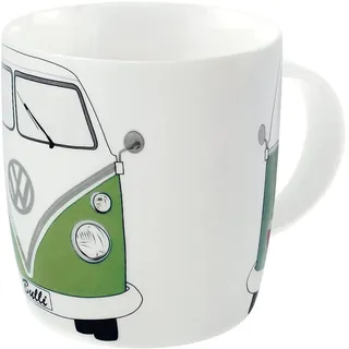 BRISA VW Collection - Volkswagen Große Keramik Kaffee-Tee-Cappuccino-Tasse-Becher-Haferl im T1 Bulli Bus Design (Bus Front/Grün)