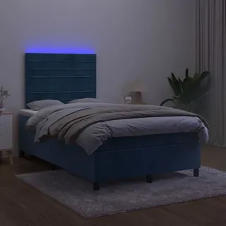 Möbel Boxspringbett mit Matratze & LED Dunkelblau 120x200 cm Samt - Klassische Betten 3136177 - Blau