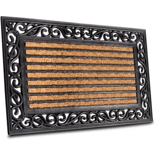 HANSE HOME »Mix Mats Gummi Kokos Panama, Türmatte« rechteckig 8 mm Höhe Strapazierfähig, pflegeleicht, robust, wetterfest, UV-beständig, schwarz