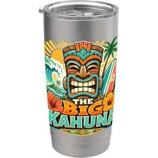 The Big Kahuna Tiki Surf Vintage Tropical auf Hawaii Doppelwandiger Edelstahl-Thermobecher