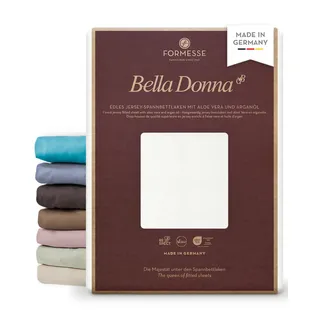 Bella Donna Jersey La Piccola edles Spannbettlaken Topper: kein Pilling | FORMESSE Farbe Wollweiss; 180x190-200cm, bis 12cm; 97% Baumwollzwirn, 3% Elastan; Aloe vera&Arganöl, intensive Farben