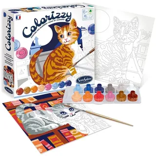 Sentosphère Sentosphere 3904503 Colorizzy, Malen nach Zahlen, Malset für Kinder, Katze, Bastelset, Kreativ-Set, DIY