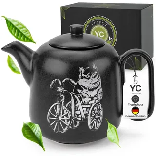YC YANG CHAI Teekanne mit Siebeinsatz (1,3L) - Teekanne Keramik mit Sieb aus rostfreiem 304 Edelstahl - Handgefertigte Keramik Tee Kanne - Tropffrei & Hitzebeständig - Tee Zubehör für Losen Tee
