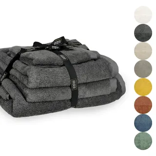 Schöner Wohnen Handtuch SET Sense , Anthrazit , Textil , 50x100 cm , Oeko-Tex® Standard 100 , Heimtextilien, Badtextilien, Handtuchsets