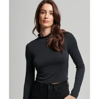 Superdry für Damen. W6011737A Langarm-T-Shirt mit offenem Rücken schwarz (M), Lässig, Modal