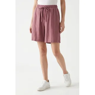 Shorts ONLY "ONLSIESTA MW PULL-UP LIN BL SHORTS NOOS", Damen, Gr. XS (34), N-Gr, rose braun, Jersey, Obermaterial: 80% Viskose, 20% Leinen, unifarben, loose fit kniefrei, Hosen Shorts, loose fit, Jersey, Viskosemischung, elastischer Bund, unifarben