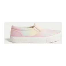 Girls M&S Collection Kids' Canvas Tie Dye Slip-On Trainers (1 Large - 6 Large) - Pink Mix, Pink Mix - 6 Large
