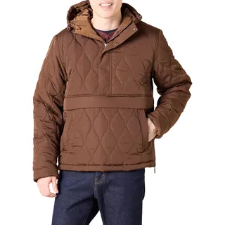 Amazon Essentials Herren Anorak-Steppmantel Mit Kapuze Und Viertelreißverschluss, Tiefbraun, XXL