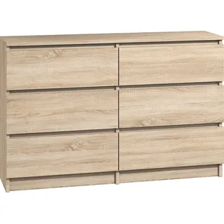 roe furniture | Kommode mit 6 Schubladen 120cm Sonoma Sideboard Bella