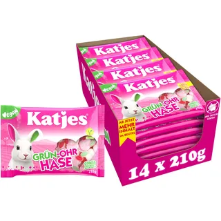 Katjes Grün Ohr Hase Schaumzucker mit Fruchtgummi vegan Packung 210g