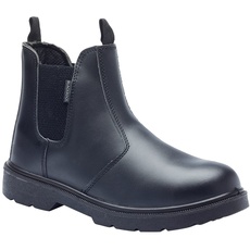 Blackrock Safety Dealer-Stiefel in Schwarz mit Stahlkappe und Schutz-Zwischensohle aus Stahl. Arbeitsstiefel mit Stahlkappe, ideal für Bau, Landwirtschaft und Uniformen.