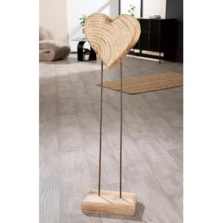 GILDE Standrelief Soul aus Holz - Höhe 100cm x Breite 28cm - Herzform - naturfarben - Dekoherz zum Hinstellen