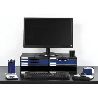 M-Office Atenea Ergonomischer Monitorständer, 100% recycelbar, enthält eine große Schublade, Zwei kleine und EIN großes Tablett für die Sortierung